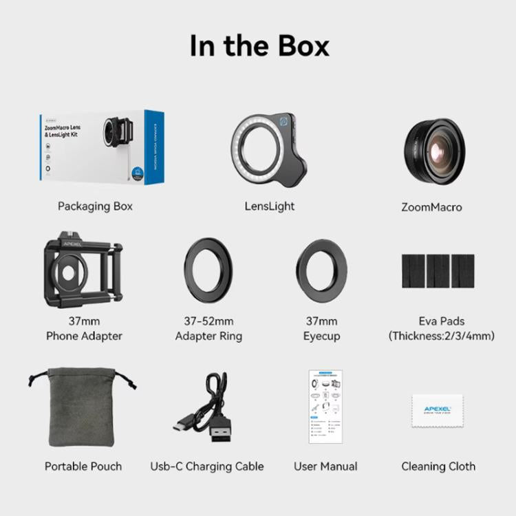 APEXEL 10-20x Zoom Macro Lens With 45-Mode Fill Light Kit for Smartphones - free shipping - PMC TechLife - Order now!