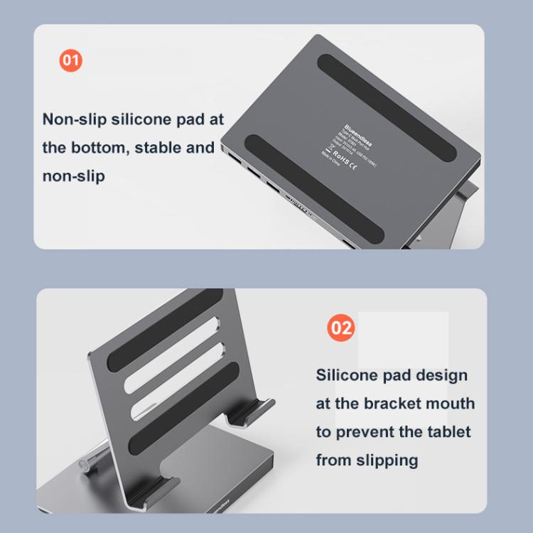 Blueendless 4K/60Hz Multifunctional Docking Station Tablet Holder, Spec: 10-in-1 Ethernet Port - free shipping - PMC TechLife - Order now!