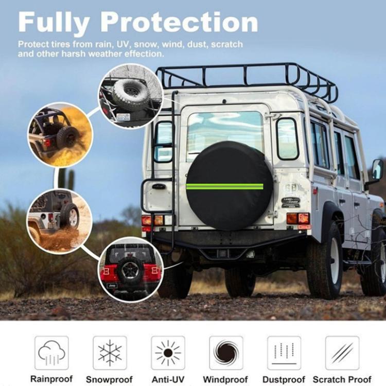 17inch Thickened Imitation Leather Car Tire Protector Spare Tire Cover With Reflective Stripes(FG-2 Red) - Window Foils & Solar Protection by PMc TechLife | Online Shopping South Africa | PMc TechLife | Buy Now Pay Later Mobicred