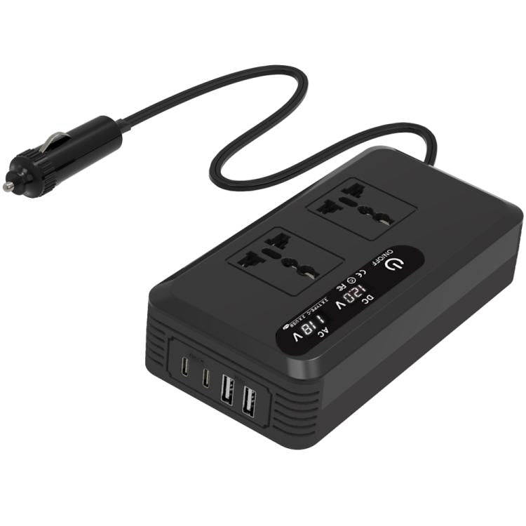 Gurxun Dual Digital Display Car Inverter With 2 USB+2 Type-C Ports Universal Plug 110V - free shipping - PMc TechLife - Order now!