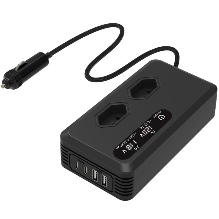 Gurxun Dual Digital Display Car Inverter With 2 USB+2 Type-C Ports Brazil Plug 220V - free shipping - PMc TechLife - Order now!