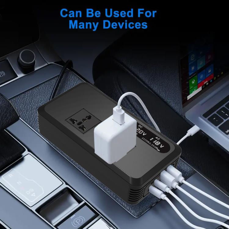 Gurxun Dual Digital Display Car Inverter With 2 USB+2 Type-C Ports US Plug 110V - free shipping - PMc TechLife - Order now!