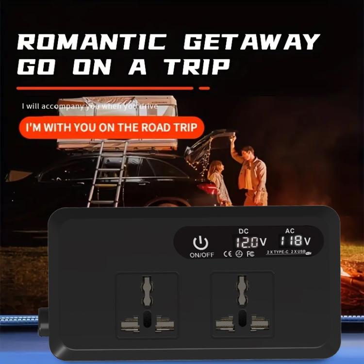 Gurxun Dual Digital Display Car Inverter With 2 USB+2 Type-C Ports US Plug 110V - free shipping - PMc TechLife - Order now!
