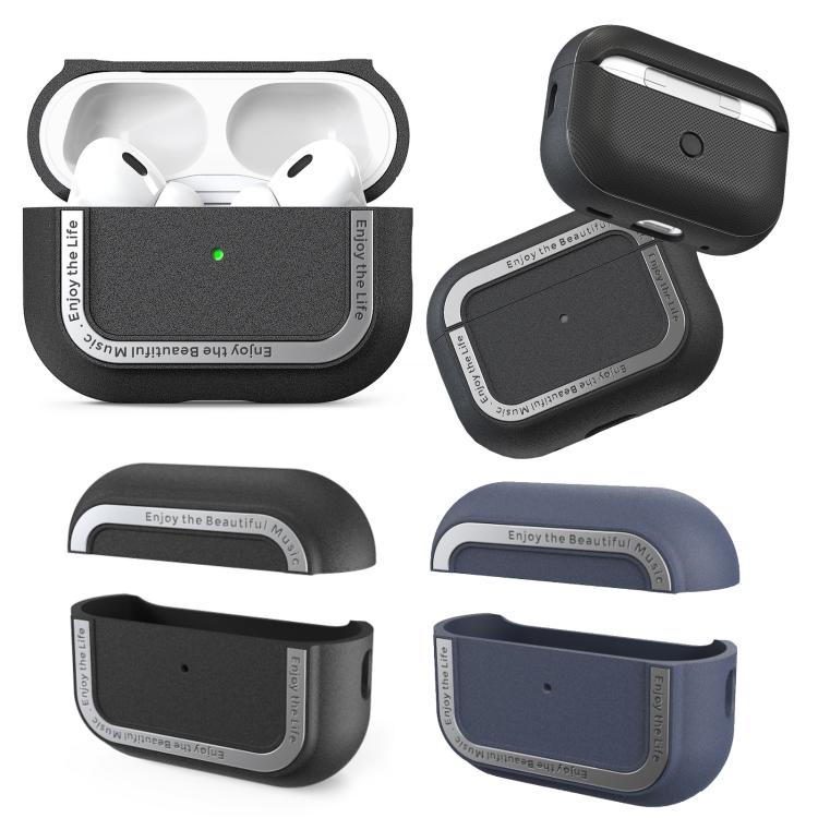 For AirPods Pro 2 AhaStyle JY09 Dual Lanyard Case TPU+Aluminum Personalized Case(Dark Blue) - free shipping - PMC TechLife - Order now!