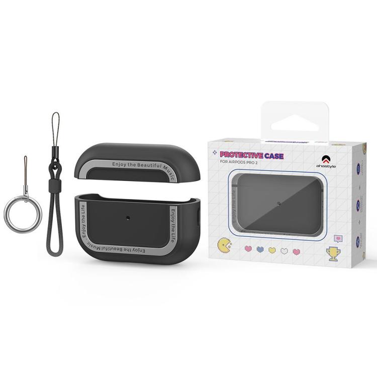 For AirPods Pro 2 AhaStyle JY09 Dual Lanyard Case TPU+Aluminum Personalized Case(Black) - free shipping - PMC TechLife - Order now!