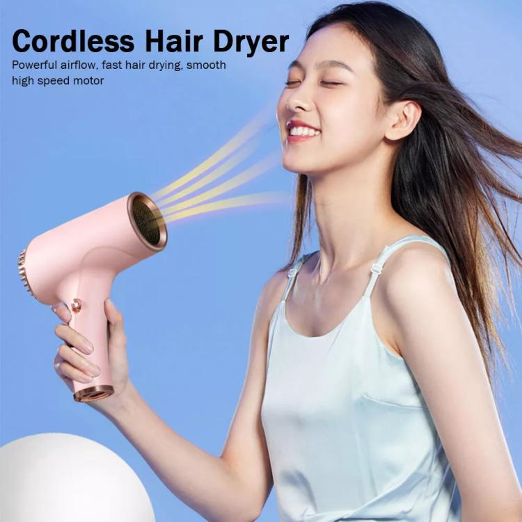 Rechargeable Wireless Hair Dryer Negative Ion Hot and Cold Wind Versatile Hairdressing Tools EU Plug(Black) - free shipping - PMC TechLife - Order now!