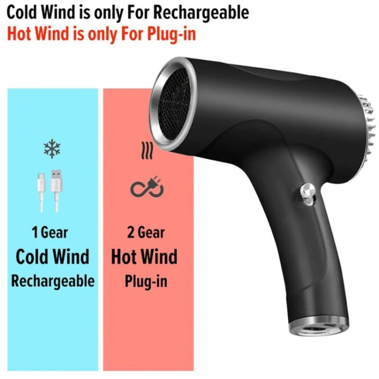 Rechargeable Wireless Hair Dryer Negative Ion Hot and Cold Wind Versatile Hairdressing Tools EU Plug(Black) - free shipping - PMC TechLife - Order now!