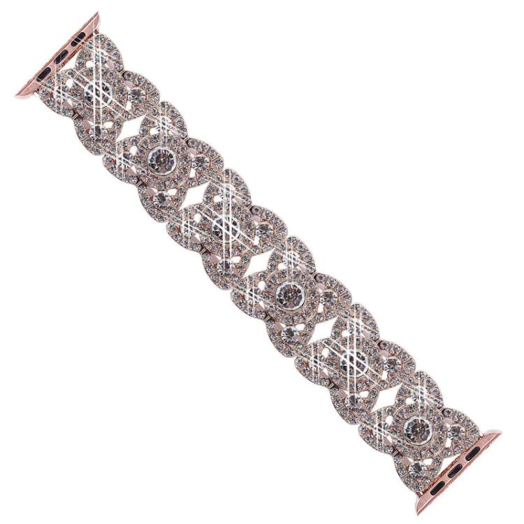 Petaled Metal Diamond Wristband Strap For Apple Watch Series 9 / 8 / 7 / 6 / SE / 5 / 4 / 3, Color: 1202 Rose Gold(38/40/41mm) - free shipping - PMC TechLife - Order now!