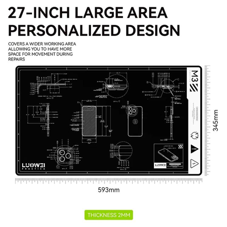 LUOWEI M3 27 inch Cell Phone Computer Repair Workbench Heat Insulation Mat High Temperature Resistant Odorless Silicone Mat - free shipping - PMC TechLife - Order now!
