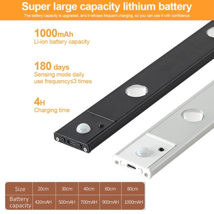 60cm Rechargeable Motion Sensor Light Bar Cabinet Wardrobe Lamp With Remote Control(Silver) - free shipping - PMc TechLife - Order now!