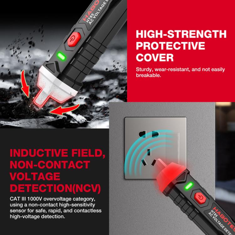 HABOTEST HT85 Non-Contact Electricity Tester AC Voltage Detector(Black Red) - Current & Voltage Tester by HABOTEST | Online Shopping South Africa | PMc TechLife | Buy Now Pay Later Mobicred