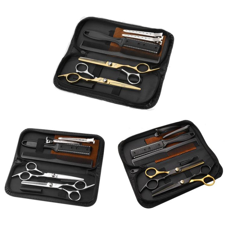 Stainless Steel Haircutting Scissors Set Hair Cutting Tools, Spec: 9-in-1 Black Gold - free shipping - PMC TechLife - Order now!