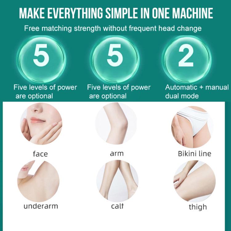 Sapphire Ice Sense Painless Laser Hair Remover Intense Pulse Ice Hair Removal Device, Style: Dark Green FY-505AG(AU Plug) - free shipping - PMC TechLife - Order now!