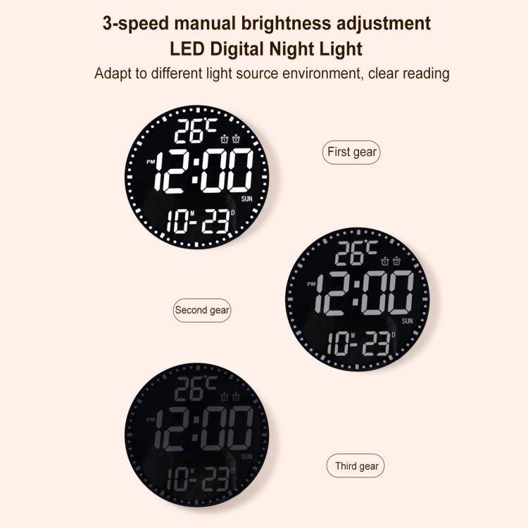 11.6-Inch RGB Wall Clock With Remote Control Multi-Functional Alarm Clock Bamboo+Black - Wall Clock by PMc TechLife | Online Shopping South Africa | PMc TechLife | Buy Now Pay Later Mobicred