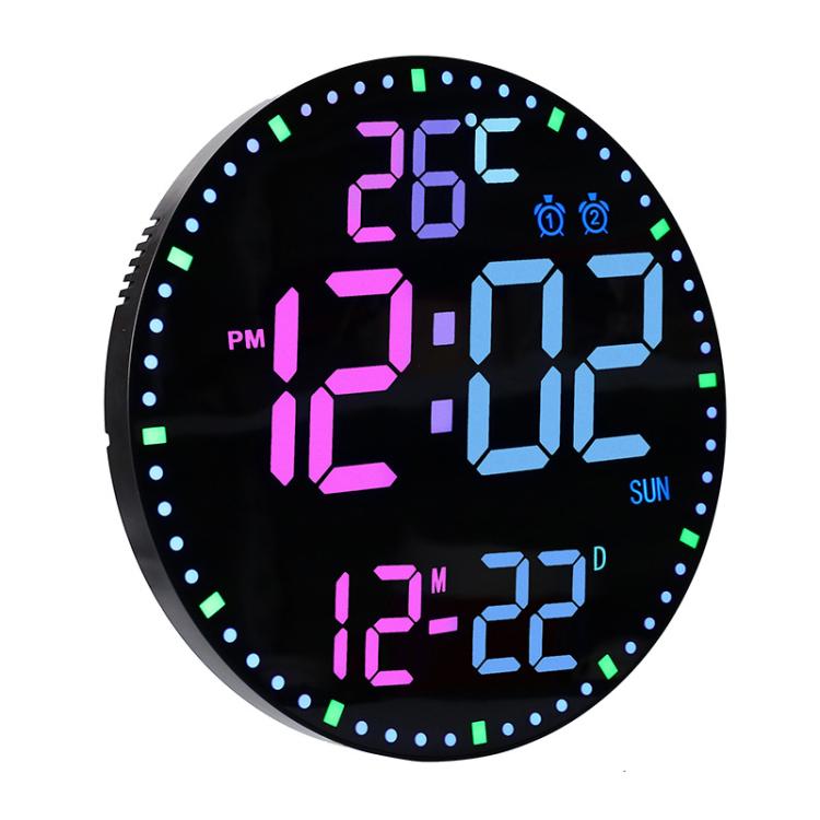 11.6-Inch RGB Wall Clock With Remote Control Multi-Functional Alarm Clock Bamboo+Cloth - Wall Clock by PMc TechLife | Online Shopping South Africa | PMc TechLife | Buy Now Pay Later Mobicred