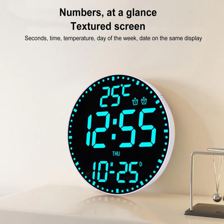 11.6-Inch RGB Wall Clock With Remote Control Multi-Functional Alarm Clock Bamboo+Cloth - Wall Clock by PMc TechLife | Online Shopping South Africa | PMc TechLife | Buy Now Pay Later Mobicred