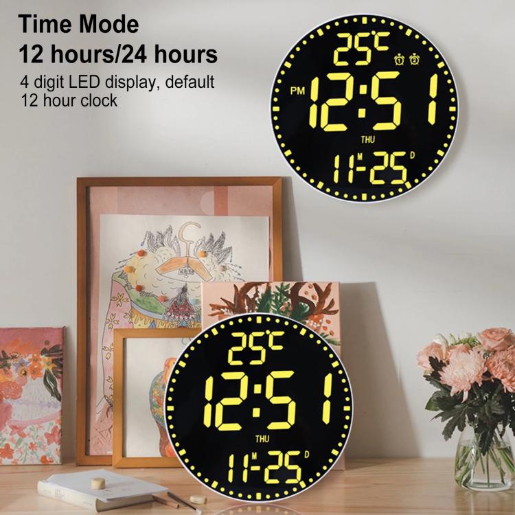 11.6-Inch RGB Wall Clock With Remote Control Multi-Functional Alarm Clock Bamboo+Cloth - Wall Clock by PMc TechLife | Online Shopping South Africa | PMc TechLife | Buy Now Pay Later Mobicred