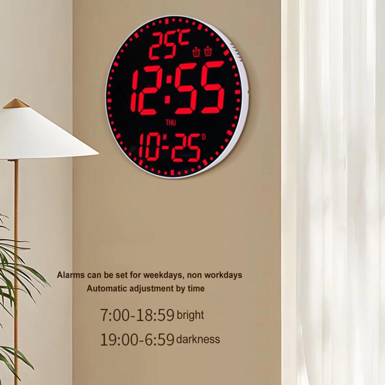11.6-Inch RGB Wall Clock With Remote Control Multi-Functional Alarm Clock Bamboo+Cloth - Wall Clock by PMc TechLife | Online Shopping South Africa | PMc TechLife | Buy Now Pay Later Mobicred