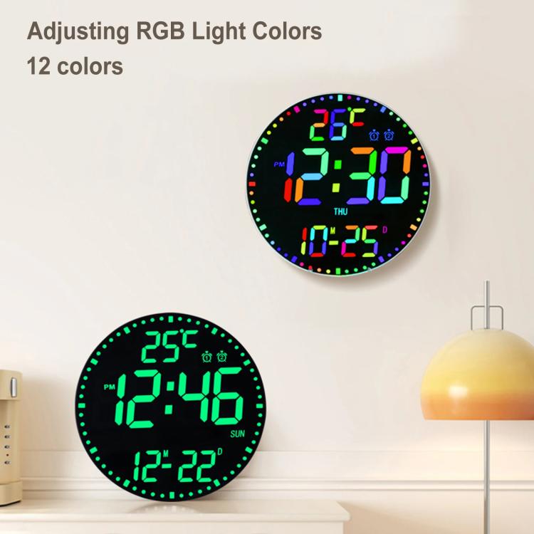 11.6-Inch RGB Wall Clock With Remote Control Multi-Functional Alarm Clock Bamboo+Cloth - Wall Clock by PMc TechLife | Online Shopping South Africa | PMc TechLife | Buy Now Pay Later Mobicred