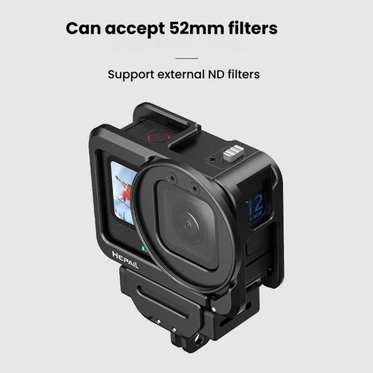 For GoPro HERO12 Black /11 Black /10 Black /9 Black HEPAIL C-G12 Metal Rabbit Cage With Dual Cold Shoe Connector - free shipping - PMC TechLife - Order now!