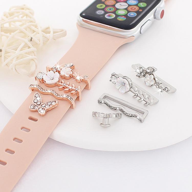 4pcs / Set 22mm Width Smart Watch Silicone Band Decorative Ring Metal Accessories(Rose Gold) - Watch Decorations by PMC TechLife | Online Shopping South Africa | PMC TechLife | Buy Now Pay Later Mobicred