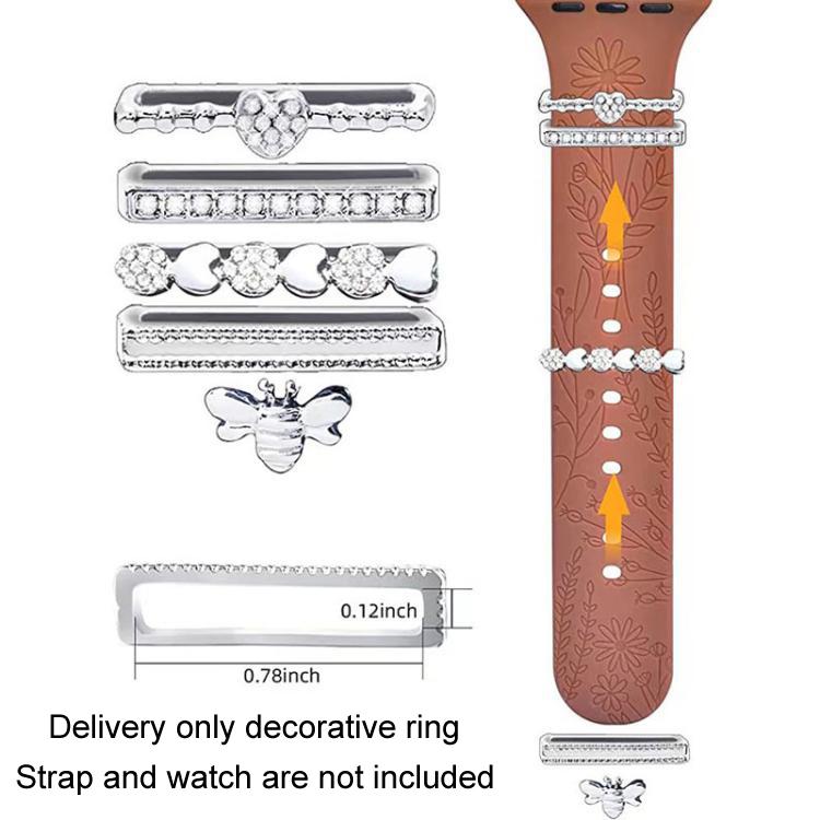 5pcs / Set 20mm Width Smart Watch Silicone Band Decorative Ring Metal Accessories, Style: Rose Gold 8 - Watch Decorations by PMC TechLife | Online Shopping South Africa | PMC TechLife | Buy Now Pay Later Mobicred