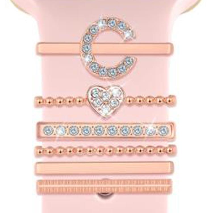 6pcs / Set Smart Watch Silicone Band Decorative Ring Metal Accessories, Size: C(Rose Gold) - Watch Decorations by PMC TechLife | Online Shopping South Africa | PMC TechLife | Buy Now Pay Later Mobicred