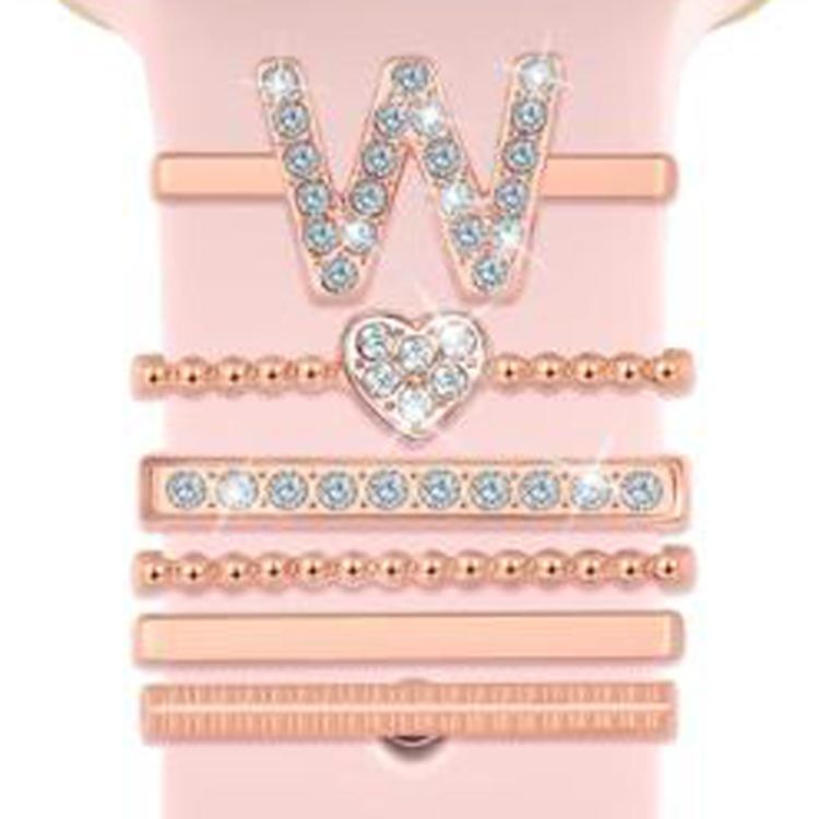 6pcs / Set Smart Watch Silicone Band Decorative Ring Metal Accessories, Size: W(Rose Gold) - Watch Decorations by PMC TechLife | Online Shopping South Africa | PMC TechLife | Buy Now Pay Later Mobicred