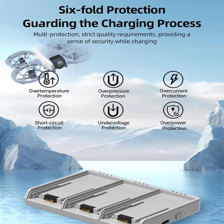 For DJI Neo Battery LKTOP Three-Way Charger 65W Fast Charging Hub(Gray) - free shipping - PMC TechLife - Order now!