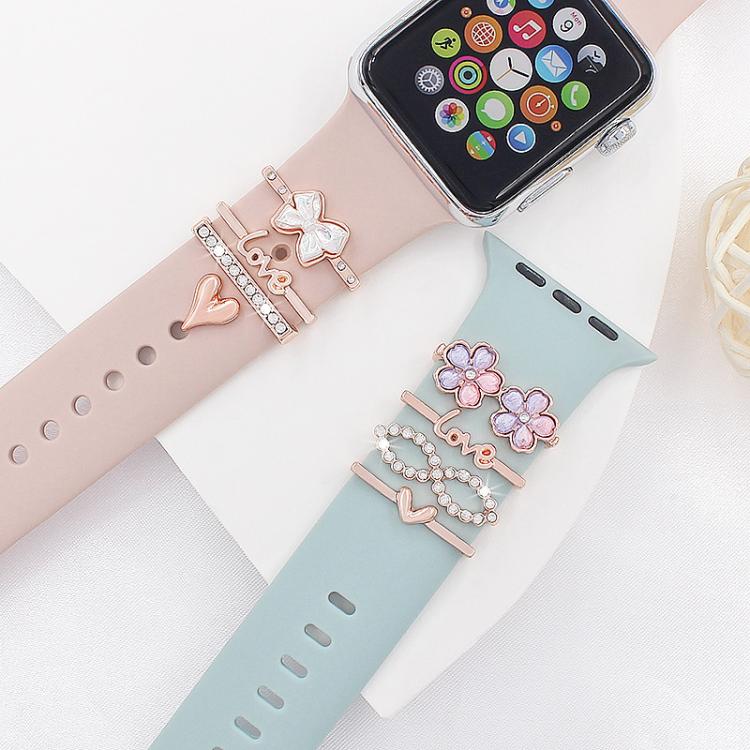 4pcs / Set 22mm Width Smart Watch Silicone Band Decorative Ring Metal Accessories(Love Heart Gold) - Watch Decorations by PMC TechLife | Online Shopping South Africa | PMC TechLife | Buy Now Pay Later Mobicred