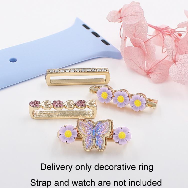 4pcs / Set 22mm Width Smart Watch Butterfly Flower Band Decorative Ring Metal Accessories, Style: 2 - Watch Decorations by PMC TechLife | Online Shopping South Africa | PMC TechLife | Buy Now Pay Later Mobicred
