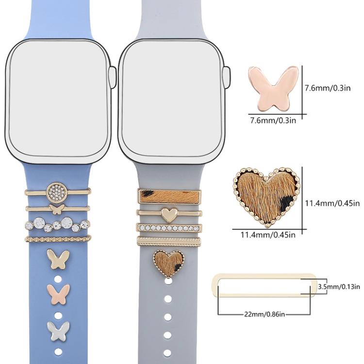 22mm Width Smart Watch Silicone Band Decorative Ring Metal Accessories, Style: Butterfly Gold - free shipping - PMc TechLife - Order now!