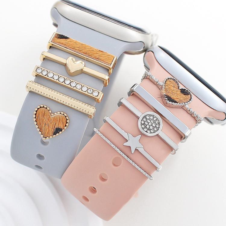 22mm Width Smart Watch Silicone Band Decorative Ring Metal Accessories, Style: LOVE Silver - free shipping - PMc TechLife - Order now!