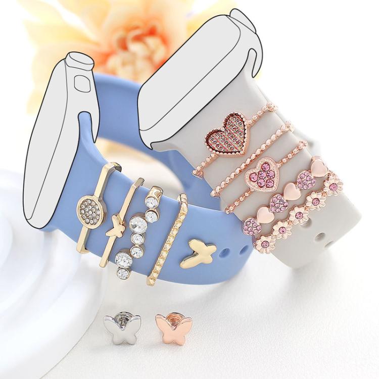 22mm Width Smart Watch Silicone Band Decorative Ring Metal Accessories, Style: LOVE Gold - free shipping - PMc TechLife - Order now!