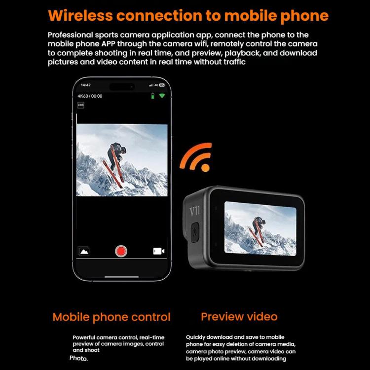 VIRAN V11 Dual-Color Screen 5K HD IP68 Waterproof Six-Axis Anti-Shake Sports Camera(Black) - free shipping - PMC TechLife - Order now!