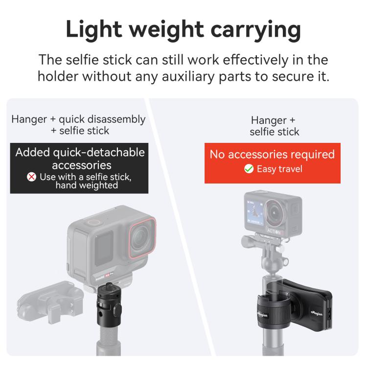 AMagisn Selfie Stick Hanger Action Camera Backpack Quick Attachment for Insta360 / DJI / GoPro(Black) - free shipping - PMC TechLife - Order now!
