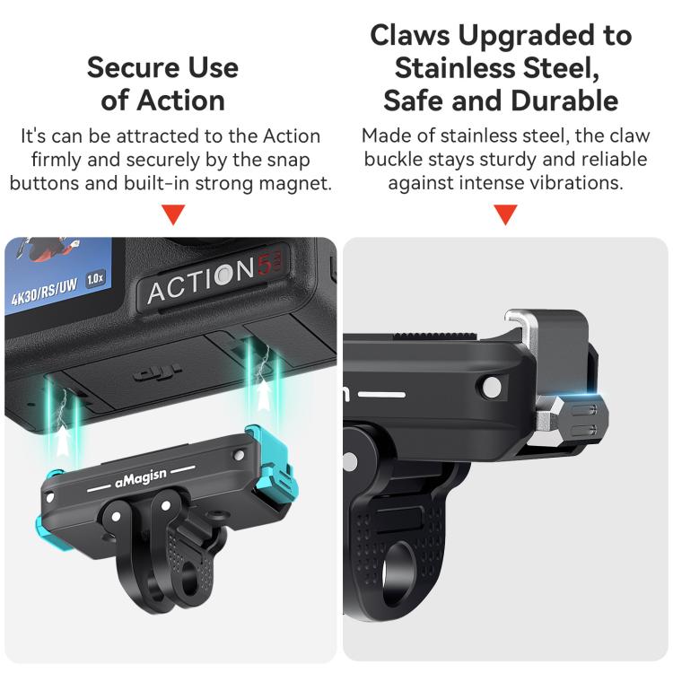 For DJI Osmo 360/Action 5 Pro/4/3 aMagisn Metal Magnetic Quick Release Mount Dual Interface Adapter(Black) - free shipping - PMC TechLife - Order now!
