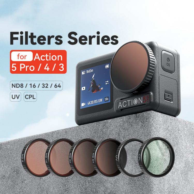 aMagisn Filter For DJI Action 5 Pro / 4 / 3, Spec: ND8+16+32+64 - free shipping - PMC TechLife - Order now!