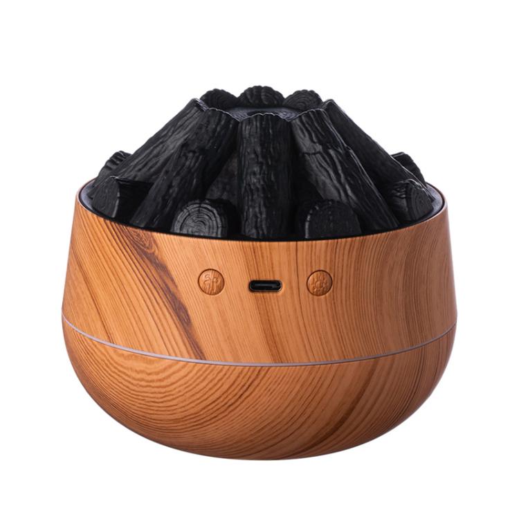 Simulated Charcoal Fire Ambient Night Light Humidifier USB Large Mist Flame Humidifier(Light Wood Grain) - free shipping - PMC TechLife - Order now!