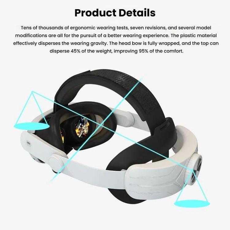 For Meta Quest 3 / 3S Adjustable Headband No Face Pressure VR Head Strap Accessories(White) - free shipping - PMc TechLife - Order now!