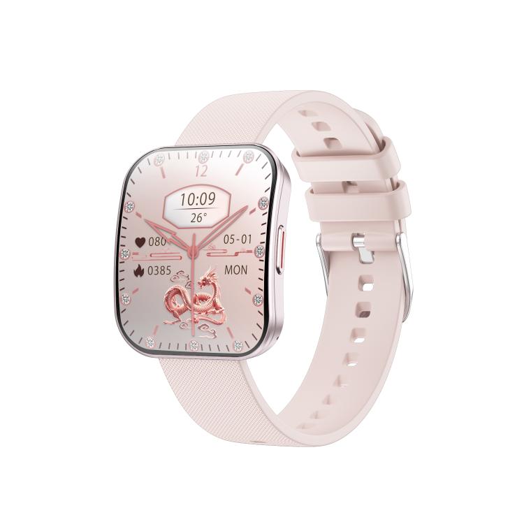 QS08 1.85 Inch Full-Screen Smart Watch with Real-Time Heart Rate/Blood Glucose/Blood Oxygen Monitor, SOS Alert, Sleep Tracking(Pink) - free shipping - PMC TechLife - Order now!