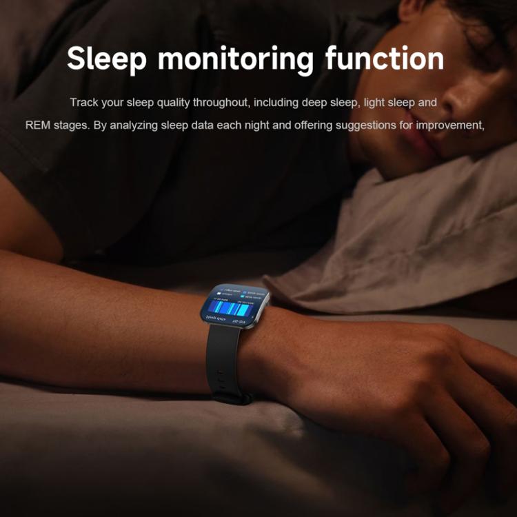 QS08 1.85 Inch Full-Screen Smart Watch with Real-Time Heart Rate/Blood Glucose/Blood Oxygen Monitor, SOS Alert, Sleep Tracking(Black) - free shipping - PMC TechLife - Order now!