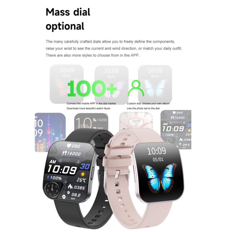 QS08 1.85 Inch Full-Screen Smart Watch with Real-Time Heart Rate/Blood Glucose/Blood Oxygen Monitor, SOS Alert, Sleep Tracking(Pink) - free shipping - PMC TechLife - Order now!