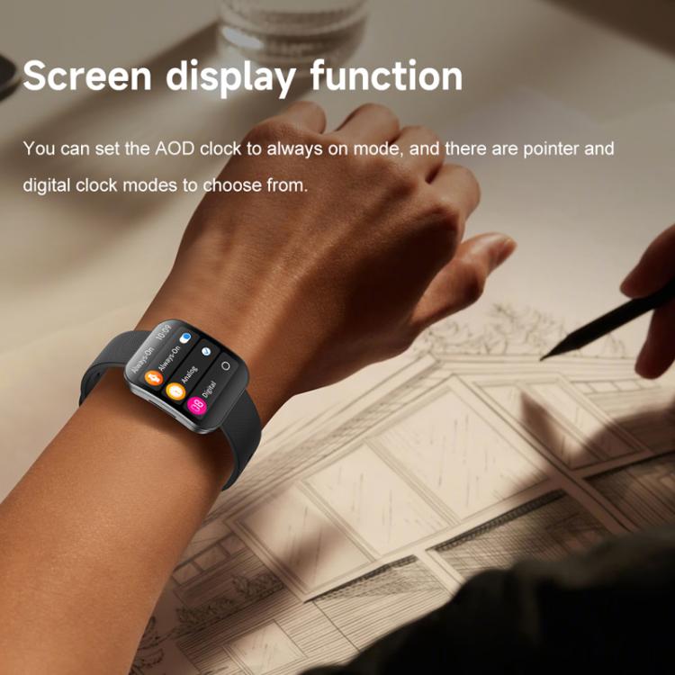 QS08 1.85 Inch Full-Screen Smart Watch with Real-Time Heart Rate/Blood Glucose/Blood Oxygen Monitor, SOS Alert, Sleep Tracking(Black) - free shipping - PMC TechLife - Order now!