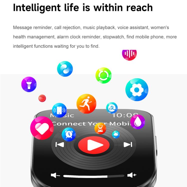 QS08 1.85 Inch Full-Screen Smart Watch with Real-Time Heart Rate/Blood Glucose/Blood Oxygen Monitor, SOS Alert, Sleep Tracking(Black) - free shipping - PMC TechLife - Order now!