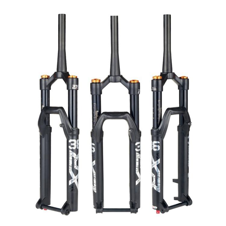 KRSEC XR36 Front Fork Straight Taper Tube Barrel Axle Mountain Bike Wire Damping Forks, Size: 27.5 inch(Black) - free shipping - PMc TechLife - Order now!