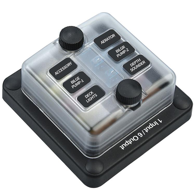 6-Way Waterproof Fuse Box With LED Indicator And Sticker(ZH-1704A1) - Fuse by PMc TechLife | Online Shopping South Africa | PMc TechLife | Buy Now Pay Later Mobicred