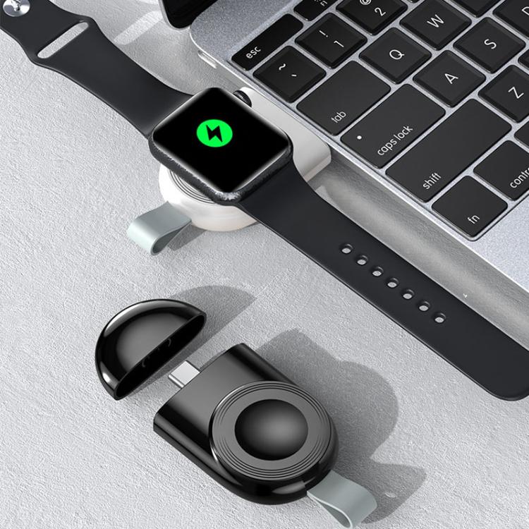 For Apple Watch 1/2/3/4/5/6/7/8/9/10/SE Portable Magnetic Wireless Charger Type-C Smart Wireless Charger(Black) - Charger / Holder by PMC TechLife | Online Shopping South Africa | PMC TechLife | Buy Now Pay Later Mobicred