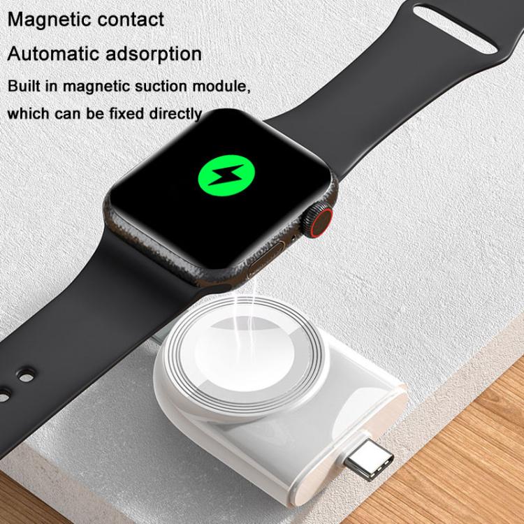 For Apple Watch 1/2/3/4/5/6/7/8/9/10/SE Portable Magnetic Wireless Charger Type-C Smart Wireless Charger(Black) - Charger / Holder by PMC TechLife | Online Shopping South Africa | PMC TechLife | Buy Now Pay Later Mobicred