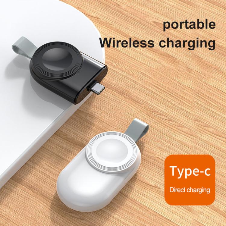 For Apple Watch 1/2/3/4/5/6/7/8/9/10/SE Portable Magnetic Wireless Charger Type-C Smart Wireless Charger(Black) - Charger / Holder by PMC TechLife | Online Shopping South Africa | PMC TechLife | Buy Now Pay Later Mobicred